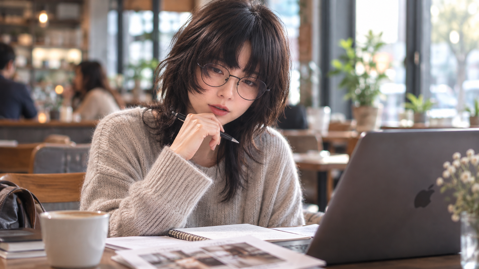 ALOPEX経営統括・白瀬月が資料を確認するオフィスシーン（イメージ）
